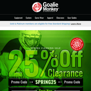 Spring Savings Spectacular! 25% Off Clearance at GoalieMonkey - Shop Now! 🌼