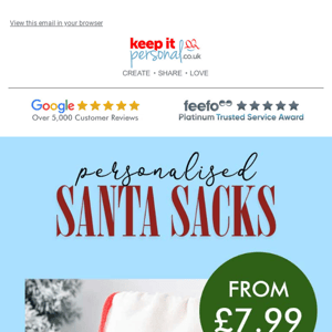 Personalised Santa Sacks From £7.99 🎅🏻