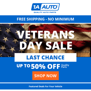 ⭐ Up to 50% Off | Last Chance Veterans Day Sale