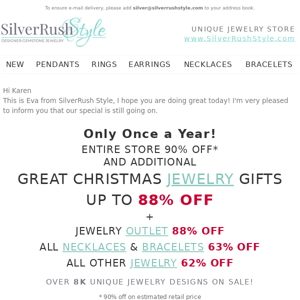 Entire Store 90% Off + Up To 88% Off Great Christmas 💎 Jewelry Gifts