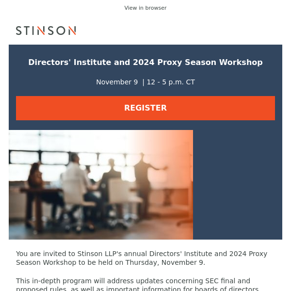 You're invited: Directors' Institute and 2024 Proxy Season Workshop