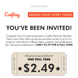 🎟️ Here's your ticket to join Craftsy for only $2.49!  (normally $97)