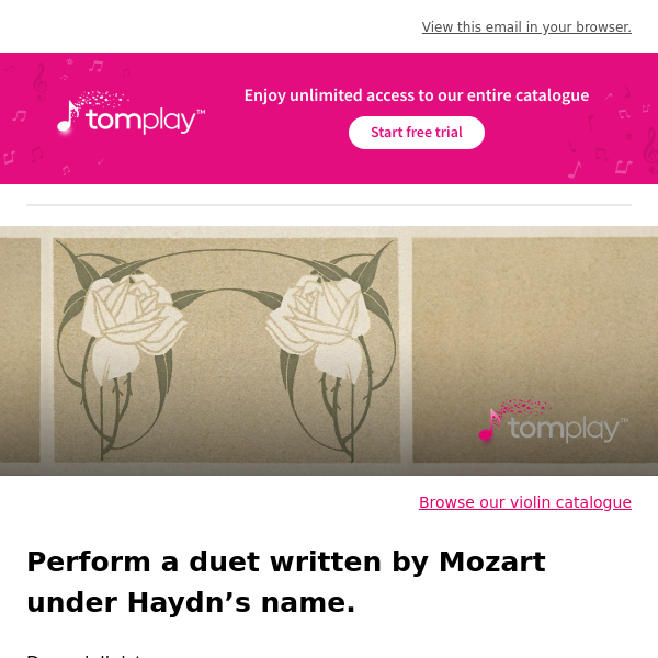 🎻 New sheet music: Play Mozart’s Duet for Violin and Viola