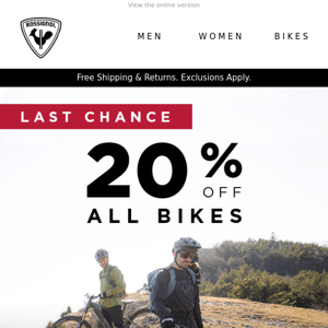 ⚠ Ends Soon! 20% off Bikes