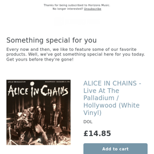 ARRIVED! ALICE IN CHAINS - Live At The Palladium / Hollywood (White Vinyl)