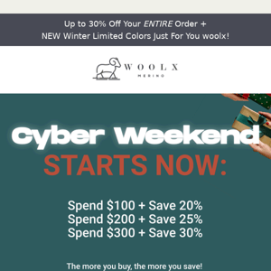 😲WOW! Up to 30% Off Cyber Weekend Sale!