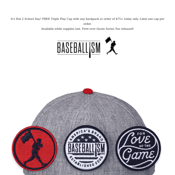 🧢 It's Hat 2 School! FREE Triple Play Caps Today Only. - Baseballism