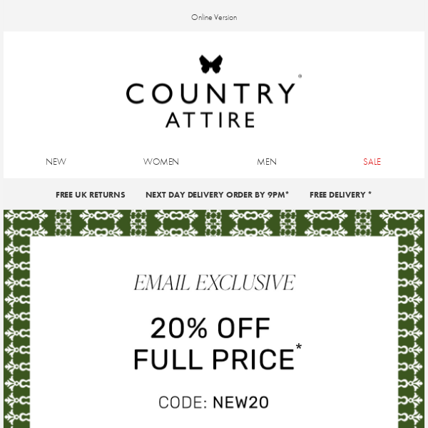Email Exclusive | 20% Off Full Price