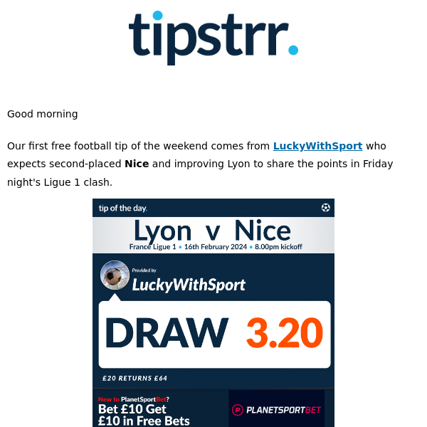 Free football tip to kick off the weekend
