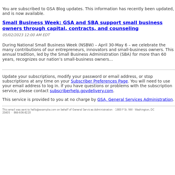 Small Business Week: GSA and SBA support small business owners through capital, contracts, and counseling