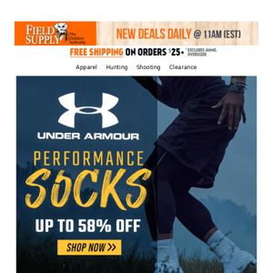 🧦 Under Armour performance socks: 50% off blowout.