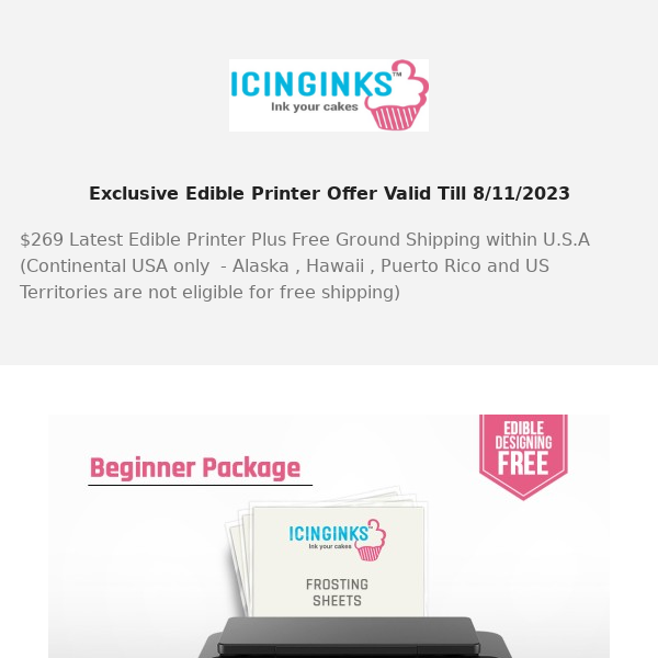 $269 Latest Edible Printer Package + FREE DELIVERY!