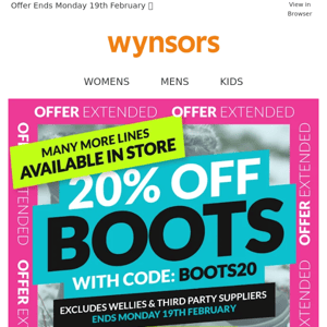 20% Off Boots | Offer Extended!
