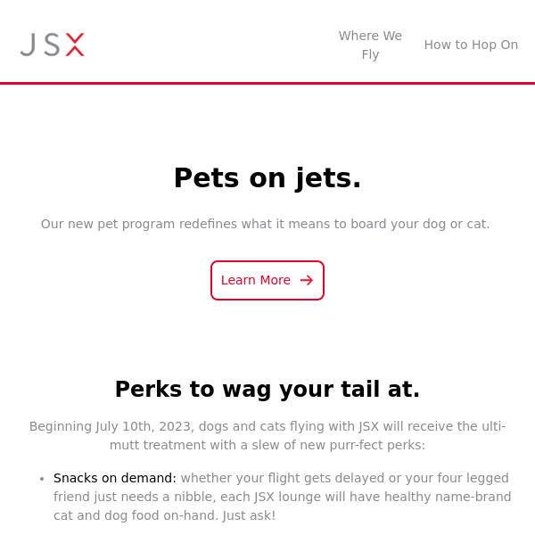 New JSX Pet Policy: Paw-lease read!