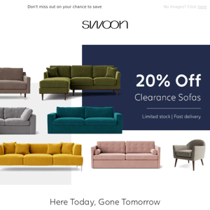These 20% off sofas are going, going...