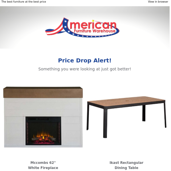 Price Drop Alert: Mccombs 62" White Fireplace has a new, lower price.