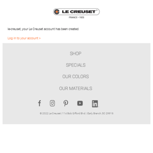Your Le Creuset Account