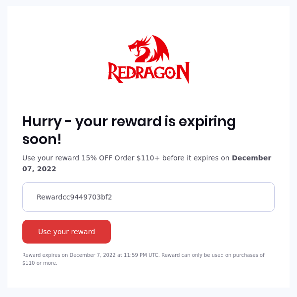 Your reward is expiring soon!