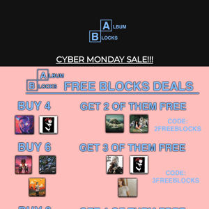 CYBER MONDAY SALE GET 45% OFF ALBUM BLOCKS