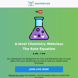 [LIVE NOW] A-level Chemistry YouTube Webclass: The Rate Equation