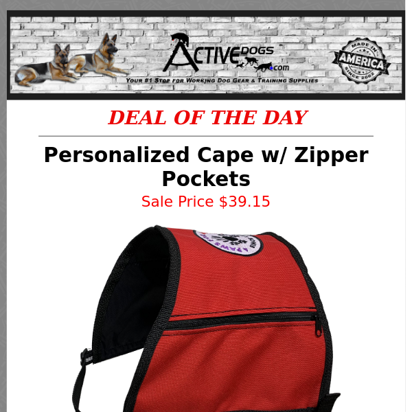 Personalized Service Dog Cape w/ Zipper Pockets   👀