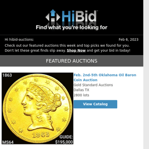 Monday's Great Deals From HiBid Auctions - February 6, 2023