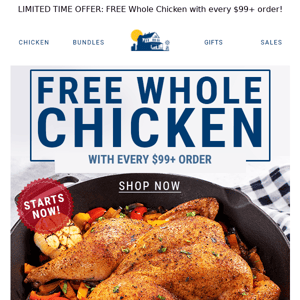 ⚡FREE Whole Chicken: While supplies last ⏰