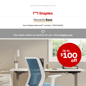 Update your workspace today with $100 off select chairs & furniture.
