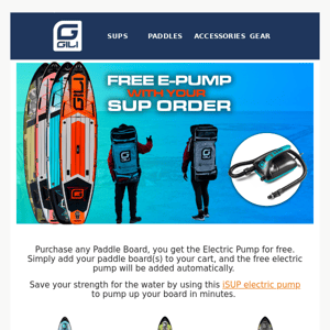 Get a FREE electric pump with your SUP