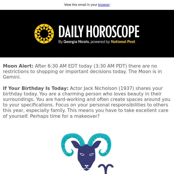 Your horoscope for April 22