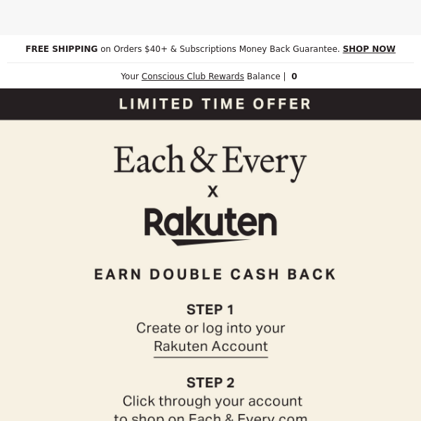 earn double cash back on Rakuten