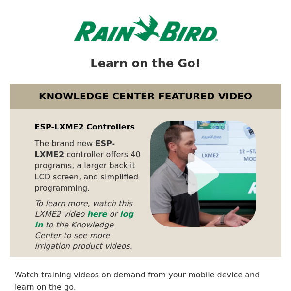 Become a Rain Bird Product Expert!