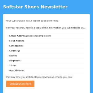 Softstar Shoes Newsletter: Subscription Confirmed