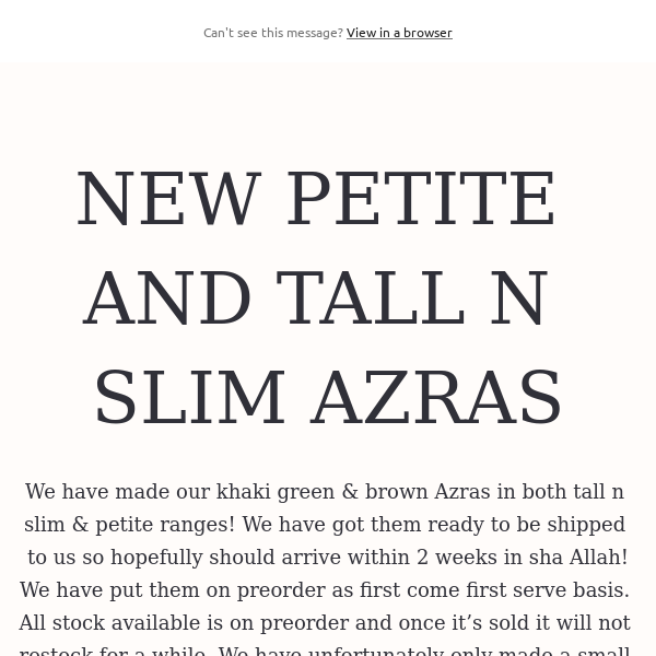 NEW PETITE AND TALL N SLIM AZRAS