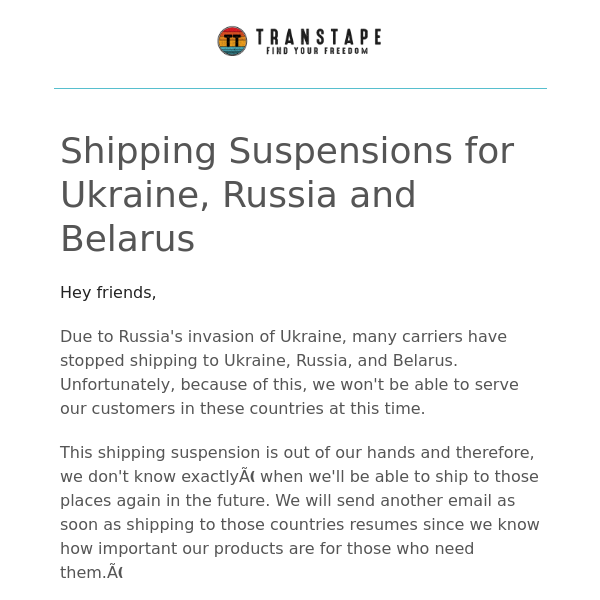 ⚠️ Shipping Suspensions in 3 Countries ⚠️