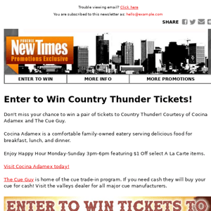 Enter to Win Country Thunder Tickets!