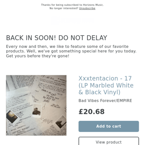 BACK IN! Xxxtentacion - 17 (LP Marbled White & Black Vinyl)