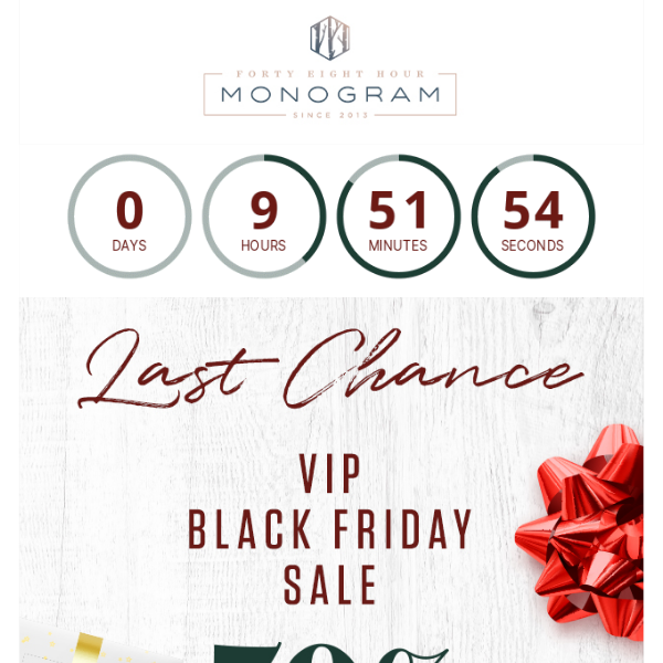 LAST CHANCE! VIP Black Friday Sale ends today!