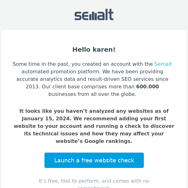 Semalt, launch a free website check