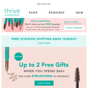 Last Day for Free Makeup + Free Shipping