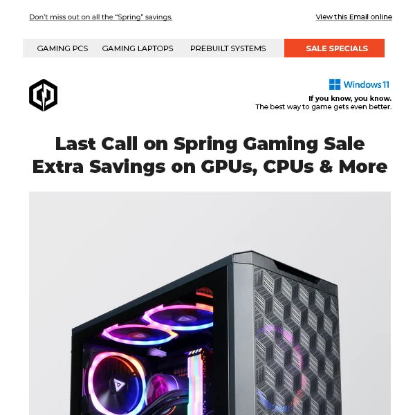 ✔ Spring Gaming PC Sale Finale - Order for Big Savings Today