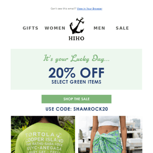 It's your lucky day! ☘️ - Enjoy 20% Off Select Green Styles