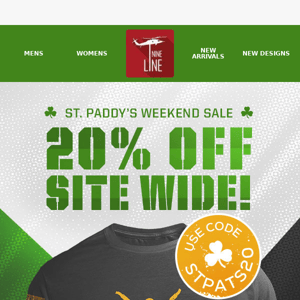 20% OFF this weekend! 🍺☘️🍻