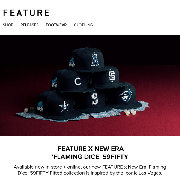 Available In-Store + Online: FEATURE x New Era 'Flaming Dice'