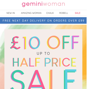 £10 Off All Sale Orders when you spend £80 or more!