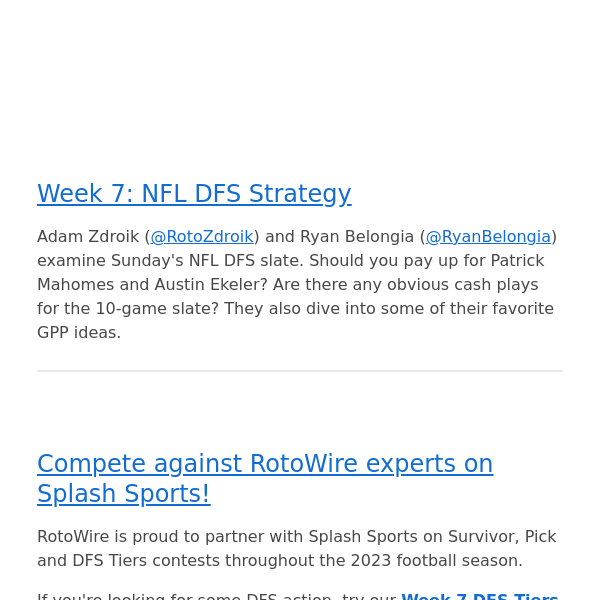 DFS Strategy for NFL Week 7