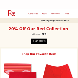 Red hot deal: 20% off all red undies today