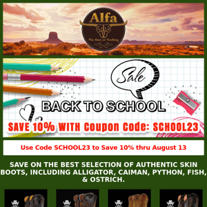 Back to School Sale - Save 10% Today