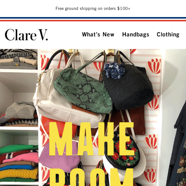 Clare V. at the shop! Available this morning. Come shop, sell, trade 🛍️  Open 10-6