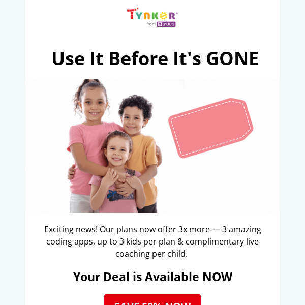 Tynker, Final Hours for Your 50% OFF
